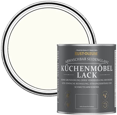 Rust-Oleum White Scrubbable Kitchen Cupboard Paint in Satin Finish - Porcelain 750ml