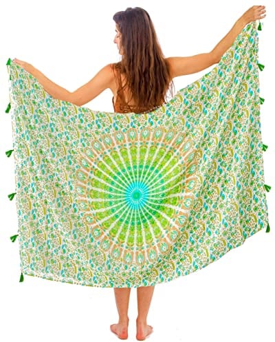 Mandala Life Art Damen Sarong, Pareo,Bikini Vertuschen, Strandtuch,Wickelrock, TapisserieWickeltuch Schal Halstuch - Hochwertiger Rayon - Weich und Leicht
