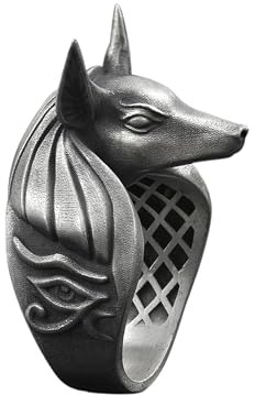 BySilverStone - Anubis 925 Silber Mythologie-Ring, Sterling Silber Anubis Und Auge Von Ra Schmuck, Antike Ägyptische Göttin, Minimalistischer Ring, Gedenkgeschenk