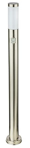 Außenleuchte mit Bewegungsmelder Stehleuchte Gartenlampe Sensor Garten, IP44 Edelstahl silber opal, 1x E27 Fassung, DxH 12,7x110 cm