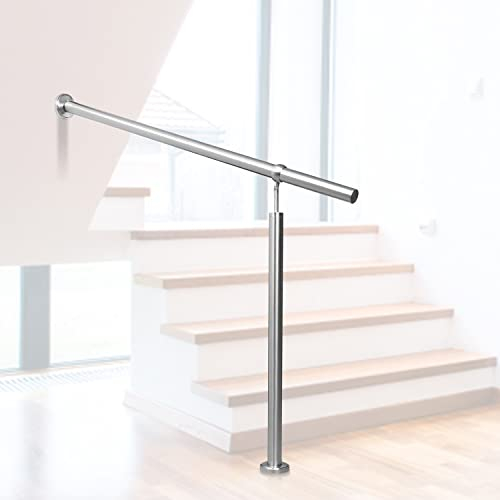 Jopassy Corrimano in acciaio inox 80 cm, ringhiera angolare regolabile in acciaio inox, ringhiera universale per interni ed esterni