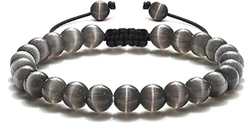 Whoiy Zirkonia Armband Herren, Perlen Armband Frauen Grau Elegantes Geflochtenes Perlenarmband Jubiläumsgeschenk Perlenarmband 19cmx8mm