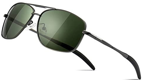 SUNGAIT Polarized Mens Sunglasses Durable Metal Frame for Fishing Driving Golf (Gunmetal Frame/Dark Green Lens) SGT925QKML-UK