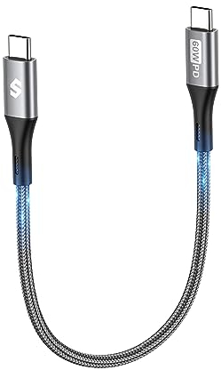 Silkland USB C auf USB C Kabel 30CM Kurz [3A/20V 60W] PD 3.0 & QC 4.0+, 0.3M USBC Kabel für iPhone 15/Pro/Pro Max/Plus, Samsung S24/S24 Ultra/S23/S22/S21, iPad Pro/Air 5/Mini 6, MacBook Air/Pro, Pixel