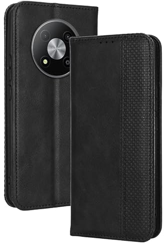 Topme Handyhülle hülle fur ZTE Blade A73 5G (6.52 Inches) Case Schutzhülle, Handyhülle aus Leder mit Stilvollem, Strukturiertem Kartenschlitz.Schwarz