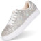 Qinpos Strass-Sneaker für Damen, glitzernde Tennisschuhe, Plateau-Bling, Silber, modisch, glitzernde Pailletten, Schuhe für Hochzeit, Party, Brautkleid, silber, 42 EU