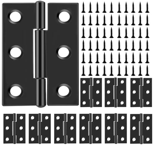 10 Stück Scharniere Klappbar 44mm × 31mm,Scharnier Edelstahl Klappbar Schwarz,Scharnieren Klein Scharnierband, Türscharnier Steckverbinder für Türen Fenster Schränke mit 60 Stück Schrauben