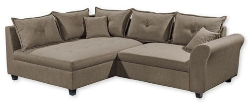 Stella Trading Liz Ecksofa mit Schlaffunktion in Espresso - Modernes Schlafsofa in L-Form für Ihr Wohnzimmer - 252 x 87 x 175 cm (B/H/T)