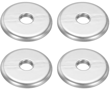 sourcing map Lot de 4 plaques rondes auto-adhésives en ABS pour robinet de tuyau d'eau de 16 mm de diamètre - Argenté