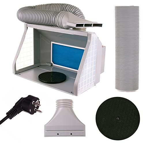 Cabina de pulverización para aerógrafo, dos ventiladores, incluye iluminación y plato giratorio como accesorio y cabina de pintura para aerógrafo modelado y trabajos de pintura