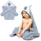 MEA BABY Handtuch mit Kapuze 100% Baumwolle 100x100 cm, Kapuzenhandtuch für Mädchen und Jungen, Weich und Super Saugfähig Babyhandtuch mit Kapuze, grau mit Eulen Druck