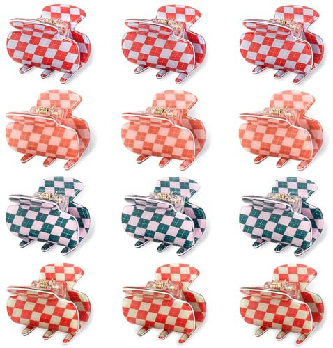 Staruby 12 Pezzi Mini Mollettone Capelli Donna, 3.2cm Mollette Capelli Donna, Pinza per Capelli per Antiscivolo Resistenti Ragazze Rosso