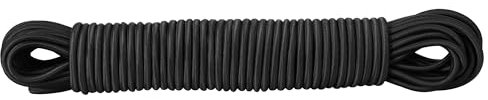 PRETEX Cuerda Elastica - Goma Elastica 5mm x 20m - Cuerdas Elásticas Núcleo de Latex Resistente a la Intemperie - Tensores Elásticos para Bricolaje Mudanzas Lona Camping - Negro