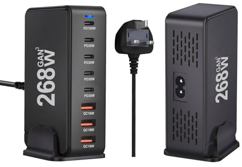 USB C Muti Fast Charger, 268W 8-Port GaN Fast Charging Station,Laptop Charger for Dell Inspiron 7306 2 in 1 P125G002