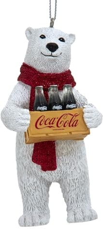 Kurt Adler Coke Eisbär mit Kiste, 10,2 cm