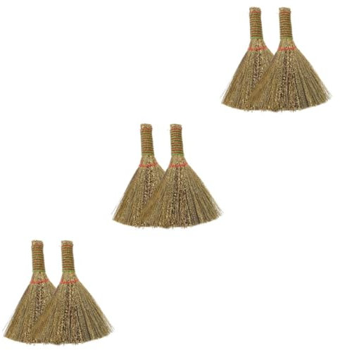 Healeved 6 Pcs Mini Broom Hand Corn Broom Cleaning Brushes for Household Use Dust Pan Brush Whisk Sponge Desk Straw for Crafts Prop Miscanthus