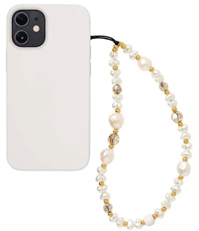 KGDUYC 1 Pulsera de perlas doradas para teléfono móvil. Compatible con la mayoría de los smartphones, funciona como llavero y dije para pulsera.
