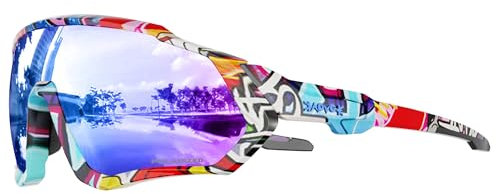 KAPVOE Polarisiert Fahrradbrille Uv400 Schutz TR90 Rahmen Sportsonnenbrille Sportbrille für Herren Damen Sport Radfahren MTB Radbrille Fahren Radsport Laufen 01