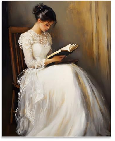 SUPERDANT Eine Lesende Frau Wanddrucke Vintage Wandkunst Poster Wandposter Drucke Für Wände Lesethema Poster Für Schlafzimmer Kunstwerk Ästhetische Poster Ungerahmt 28x35cm