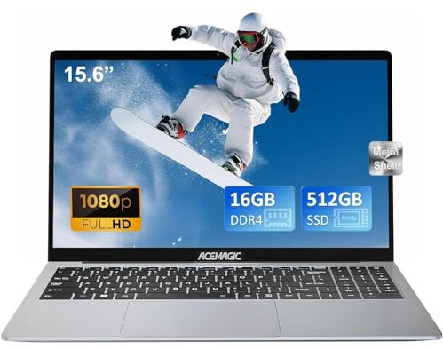 ACEMAGIC PC Portatile,15,6 Pollici,In-tel Alder Lake N95 Notebook,16GB DDR4 RAM 512GB SSD PC Portatile in Offerta con Tastiera Italiana,BT5.0,Type_C, USB3.2,HDMI,Computer Studio Ufficio Laptop Grigio