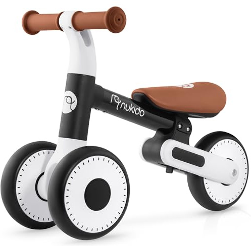 Nukido Laufrad Ab 1 Jahr Dreirad Kinderdreirad Kinderlaufrad Höhenverstellbar Lauflernhilfe Fahrrad Schaumreifen Schwarz Weiß Braun
