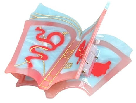 Barrette à cheveux tendance en acétate avec style livre magique pour les fêtes et le quotidien