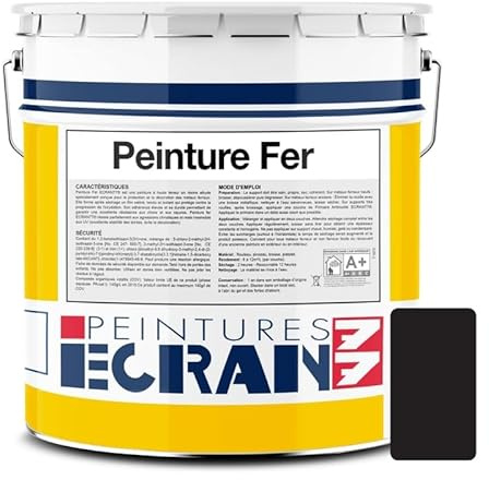 Peinture fer professionnelle, satin, peinture opacifiante, sans odeur, antirouille, protège, décore intérieur, extérieur ECRAN77 5 litres