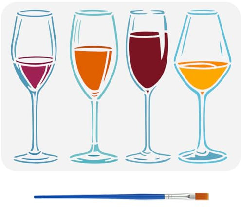 FINGERINSPIRE Malvorlage Für Weingläser Mit Pinsel 29.7x21cm Malvorlage Für Kelche Malschablone Für Sektgläser Verschiedene Malschablonen Für Kelche Schablone Zum Selbermachen Kunsthandwerk