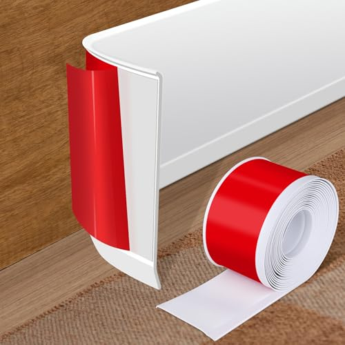 Vinyl Baseboard Molding Trim 15cm x 6.1m Peel and Stick Baseboard Trim Flexible PVC Cove Base Moulding Self-Adhesive Trim for Garage Bathroom Cabinet Floor Walls, White