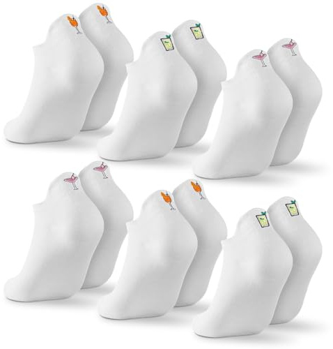 Jadive 6 Paires Chaussettes Cocktail Amusantes Chaussettes de Sport Motif Cocktail Chaussettes Baskets pour Homme et Femme Cadeaux pour Amateurs de Cocktails