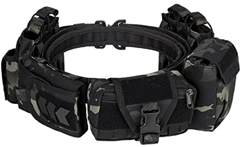 BrightBud Taktischer Gürtel mit 5-teiligem Zubehörset – Verstellbar & Abnehmbar – Nylon-Gurt mit Magazintasche, Multifunktionstasche, Klapptasche & Erste-Hilfe-Beutel – für Paintball & Airsoft