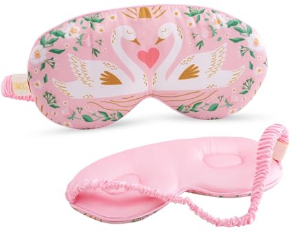 SMUG Cloud Padded Satin Sleep Masks | Skin & Hair Friendly | Improve Sleeping | Plush Eye Cushions for Women & Men | Elasticated Strap | Premium Comfort | Home & Travel | Swans