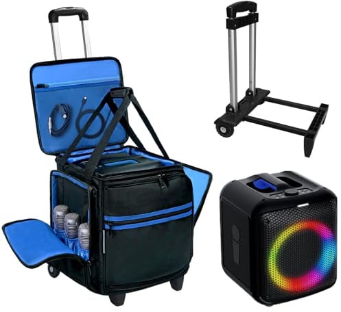 ORKELS Rolling Speaker Backpack Carrying Case for Bose S1 Pro/S1 Pro+ & Party Box Encore, Portable Bluetooth Speaker Travel Bag with Microphone & Accessory Pockets, Durable Padded DJ Speaker Case