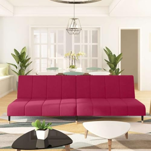 Teenpull Schlafsofa 2-Sitzer Weinrot Samt, Verwandlungssofa für Wohnzimmer, Gästezimmer, Robustes Holzgestell, 200x84,5x69 cm
