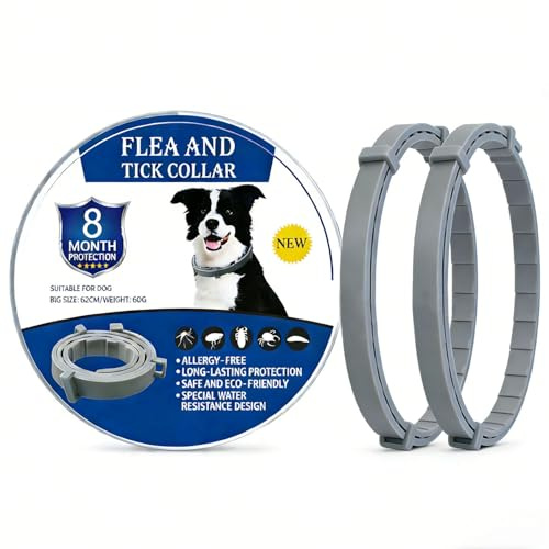 Zeckenhalsband für Hunde,Flohhalsband Hunde Länge 62 cm,Sicher mit Pflanzlichen Regenfest Verstellbar,für Kleine,Mittlere & Große Hunde,Bis zu 8 Monate Zeckenschutz Schutz vor Zecken,Flöhen und Mücken