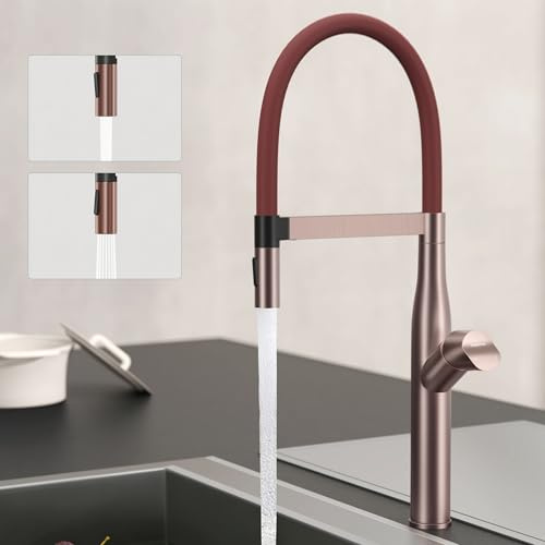 Mai & Mai Küchenarmatur mit Magnetbrause, Roségold | Spültischarmatur aus Edelstahl, 360° Schwenkbar Küchenwasserhahn, Mischbatterie mit Einhebelmischer, 572mm Turnix-01