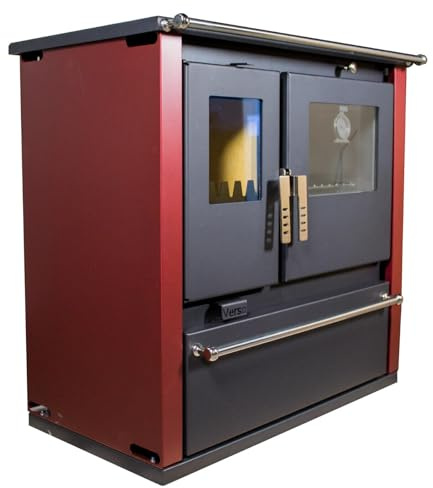 Verso CS Plus Holzofen mit Backofen 7,7 kW, 82,2% hoher Wirkungsgrad, extra großer robuster Stahlkörper, Metallkochfeld & Thermometer, Kaminheizung für 135-165 m³, 150 mm Rauchabzug