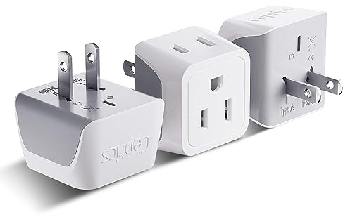Ceptics Giappone, Filippine Adattatore da viaggio Spina - Tipo A (confezione da 3) - Doppio ingresso USA. USA - Perfetto per telefoni cellulari, laptop, caricabatterie per fotocamera (CT-6)