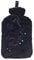 Hot Water Bottle With Soft Plush Fur Knitted Fleece Removable Cover, Black., S