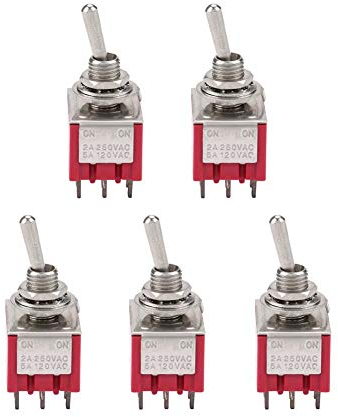 5pcs Mehrfach Kippschalter, 2A/250V Ac 5A/120V AC On-on 2 positionen Wechselschalter Kippschalter 3pdt 9 Pin 3 Positionen, Knopfkopfdurchmesser 6mm