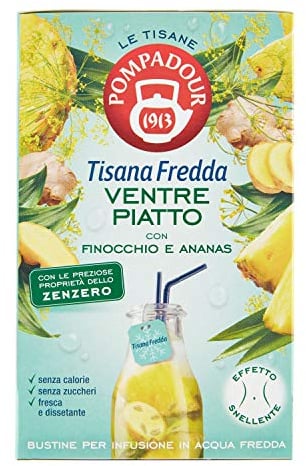 TISANA FREDDA POMPADOUR VENTRE PIATTO CON FINOCCHIO E ANANAS INFUSO 18 FILTRI TE