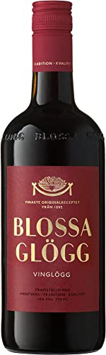 Blossa Vinglögg 0.75L (10% Vol.) | Nordischer Roter Glühwein | Der Beliebteste Glögg Schwedens mit Winterlich Aromen aus Kardamom und Nelke