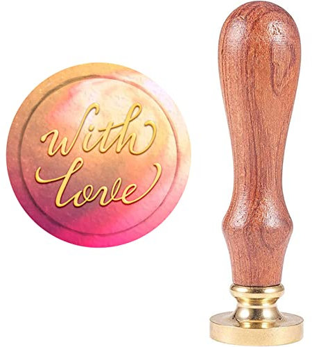 craspire Wachs-Siegel-Stempel, Siegelwachsstempel Brief Mit Liebe Retro Holzstempel Wachssiegel Abnehmbar Messingdichtung Holzgriff Für Umschlag Einladung Hochzeit Verschönerung Flasche Dekoration