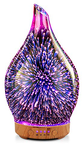 Porseme Aroma Diffuser Luftbefeuchter 150ml,Handgeblasen 3D Luftbefeuchter Ultraschall Leise 7 farbwechselnde LEDs Raumbefeuchter BPA Frei für Wohnung Yoga SPA mit Timer (Rose Gold)