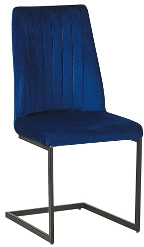 Beliani Moderner Freischwinger Stuhl 2er Set Kobaltblau Samtstoff Metallgestell Lavonia