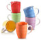 vancasso serie Bonita Tazas de Desayuno, Juego de 12 Tazas de Café y Lecha Cerámica Vintage 350ML Tazas de Bobina pintada a mano, Copa 6 Colores