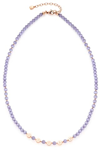 Leonardo Danica Sommer Special Halskette aus Edelstahl 1 Stück, lilane Cateye-Perlenkette mit Münzplättchen Dream roségold, Damenschmuck, 021877