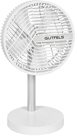 GUTFELS Tischventilator VENTI 3020 R, 20 cm Ø, USB Ventilator mit 4.000 mAh Akku, Touchbedienung, 4 Geschwindigkeiten