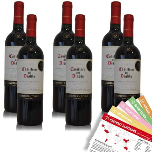 Casillero del Diablo Cabernet Sauvignon, trocken, sortenreines Weinpaket + VINOX Winecards (6x0,75l)