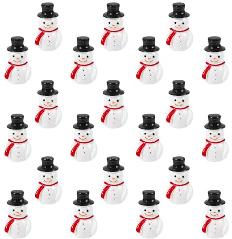 Toddmomy 20pcs Mini Snowman Figurines, Christmas Resin Snowman Decoration with Top Hat for DIY Crafts Christmas Micro Landscape Ornament, Black